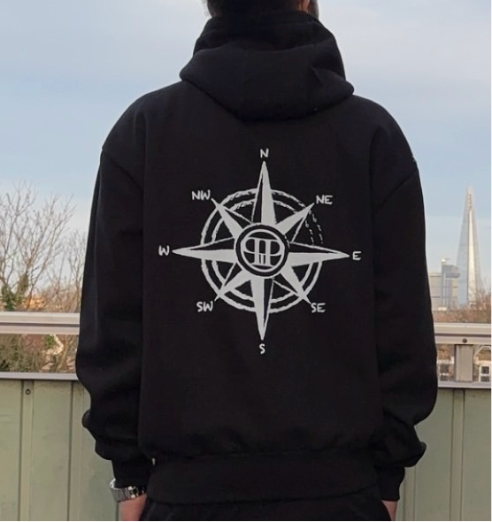 PRVLGD Logo Compass Print Hoodie (Black)