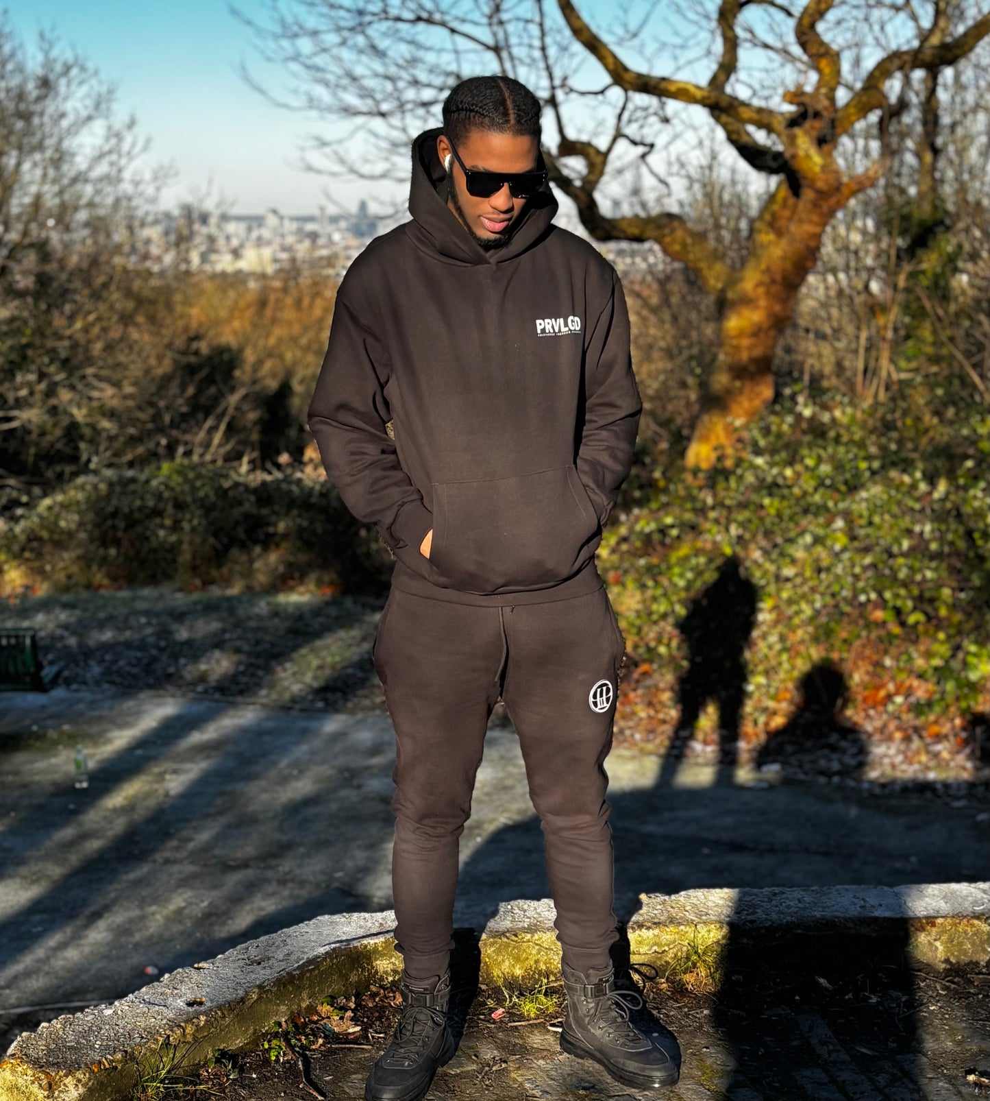 PRVLGD Logo Compass Print Hoodie (Black)